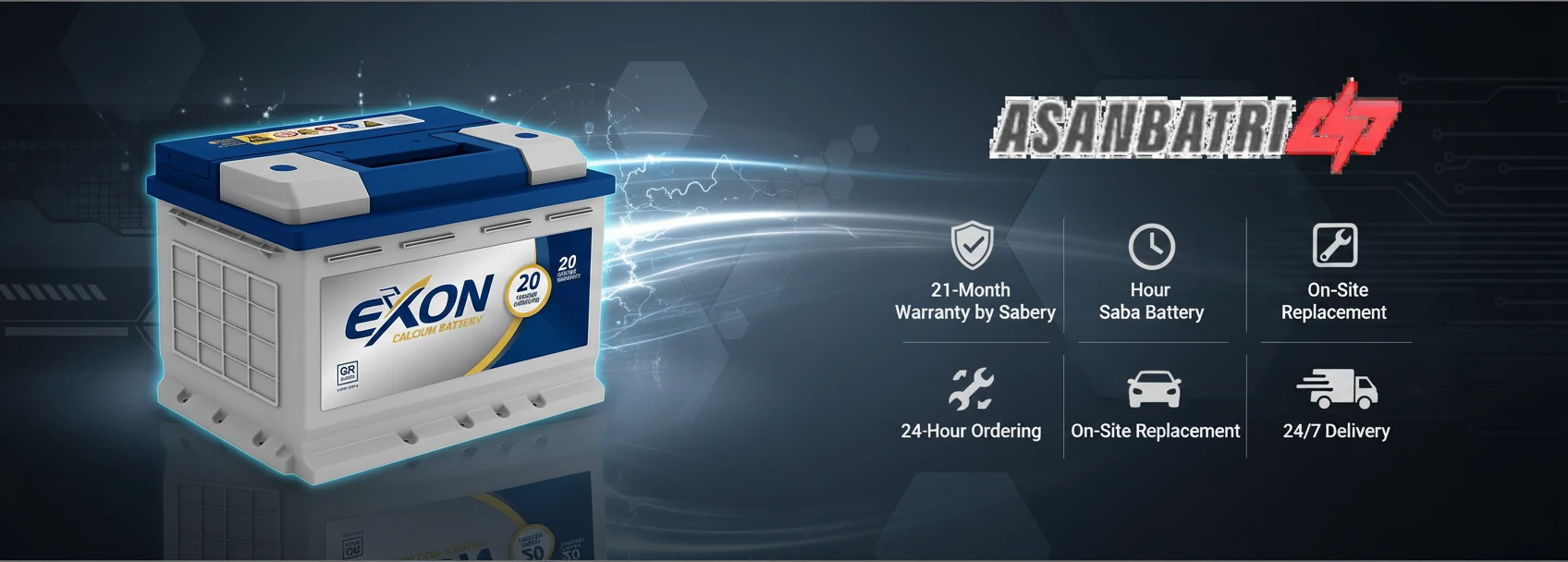 خرید شبانه روزی باطری اکسون