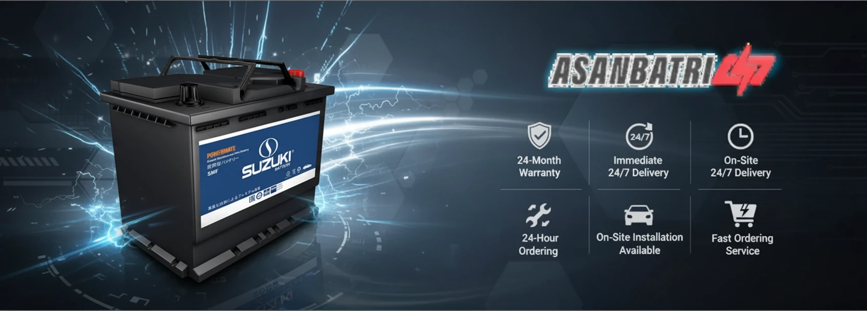 تعویض باتری 60 آمپر سوزوکی در محل